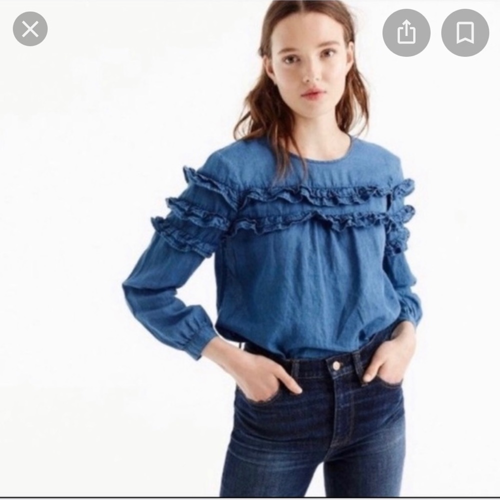 JCrew tiered top chambray